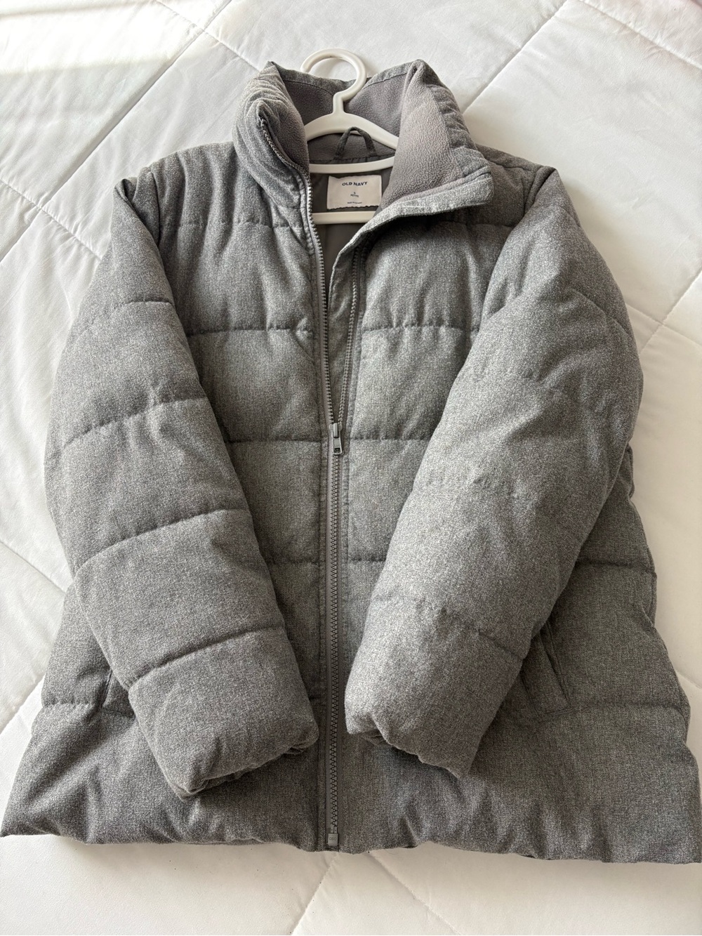 Old Navy Heather Gray Women's Quilted Puffer Coat
